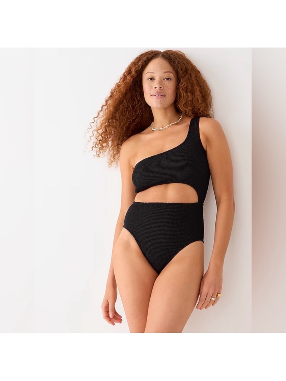 One-Shoulder Black Cutout Swimsuit